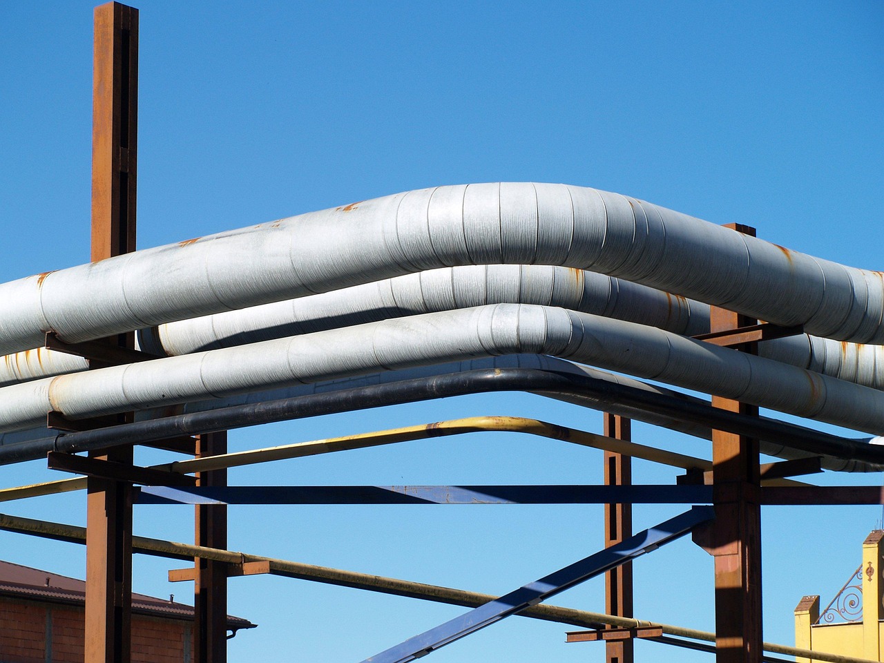 construction, metal, pipe, wire