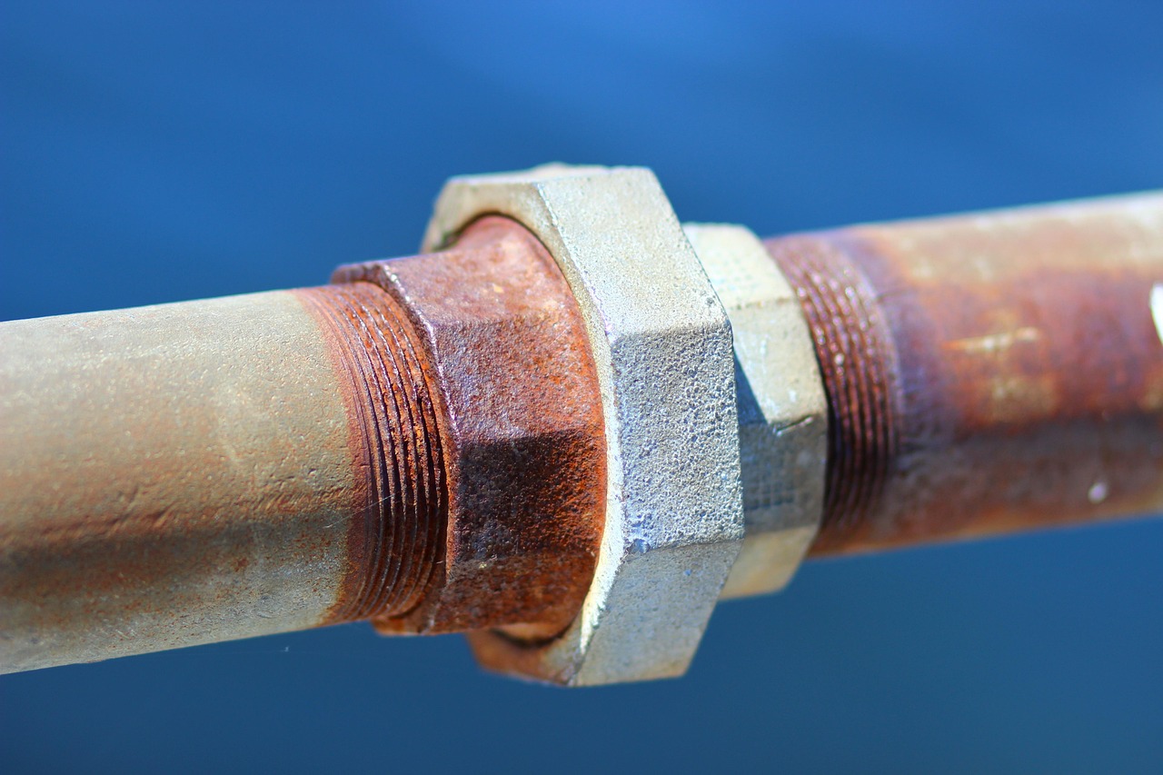 blue, brown, grey, iron, metal, pipe, red, rust, nature, steel, water, blue metal