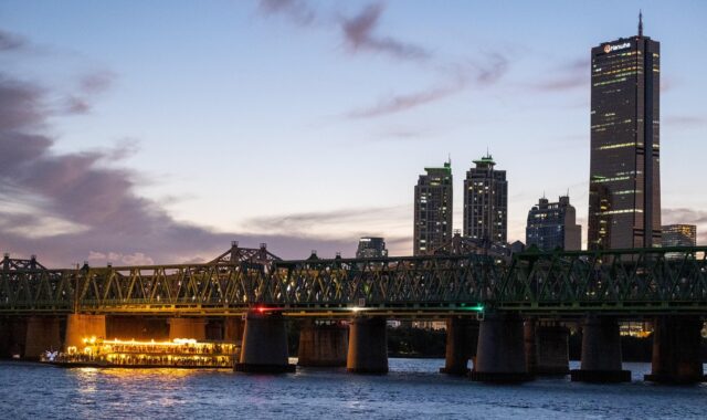 han river, 63 building, bridge, cruise ship, train, railroad, architecture, night view, seoul, korea, han river, 63 building, 63 building, seoul, seoul, seoul, seoul, seoul, korea