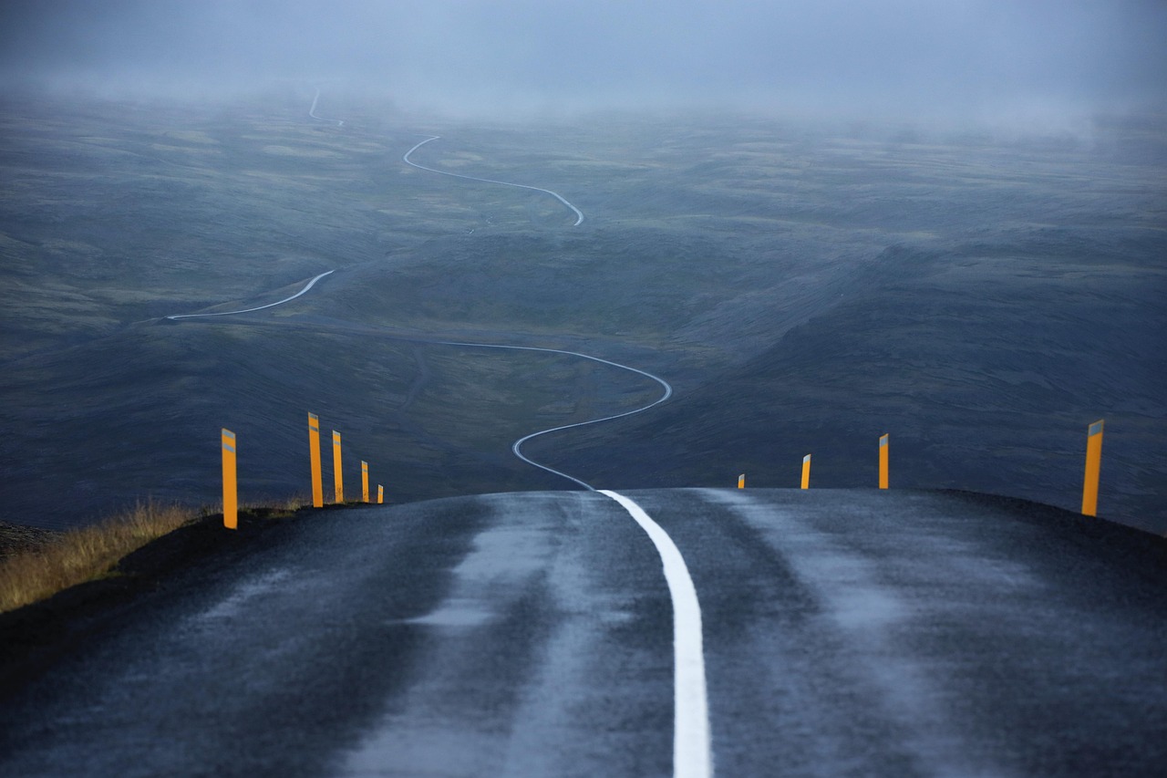 road, street, winding, winding road, empty road, asphalt, perspective, highway, landscape, outdoors, iceland, rural, countryside, road, road, road, road, road, street, iceland